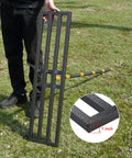 Heavy Duty Stainless Steel Lawn Leveling Rake For Yard And Soil, 60 inch ergonomic tool with 27x10 ground plate shown on lawn
