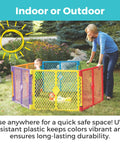 Colorful 2 Panel Extension For Superyard Playpens Adds Extra Space To Your Baby Play Yard From 6 To 8 Panels for outdoor use