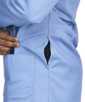 Flame Resistant Lab Coat For Industrial Work Light Blue Medium Size Arc Rated 7.7 Cal Per Cm2 NFPA 2112 Compliant with pocket view