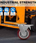 Solid As A Rock Six Inch Polyurethane Caster Wheels Rolling Smooth As Butter With Quiet 360 Degree Swivel Action For Effortless Glide On Hard Floors Heavy Duty Four Pack on industrial equipment.