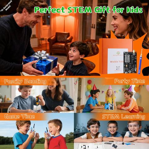 Walkie Talkie Kit For Kids And Teens DIY Soldering Electronics Project With Clear Acrylic Case 1 Mile Range 3 Channels Hands On Science Toy For Ages 12 14 15 16 18 Family Game Night Gift Idea, family assembling