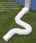 White 2 Pack Rain Gutter Downspout Extensions Flexible Drain Downspout Extenders For Easy Rainwater Drainage Gutter Connector Extendable From 21 To 68 Inches Patented US Design installed on grass