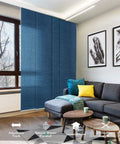 Cordless 4 Rail Sliding Panel Track Blinds For Doors And Windows, Adjustable From 45.8 To 86 Inches Wide And 96 Inches Tall installed
