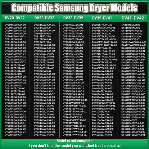 Compatible Samsung dryer models list for Dryer Heating Element Replacement Kit With Fuse And Thermostat For Samsung Dryers DV45H7000EW DV40J3000EW DV42H5000EW DVE50M7450W DV48H7400EW Includes DC96008887A DC4700016A DC4700018A For Quick DIY Fix