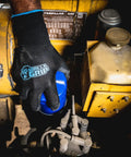 Never Slip All Purpose Work Gloves with Maximum Grip Nylon Construction in use on machinery, Size Large