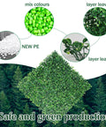 24 Pack 20x20 Inches Artificial Boxwood Panels For Privacy Hedge Screen Outdoor Indoor Garden Fence Backyard Decor UV Protected Realistic Dense Leaves No See Through Privacy Solution showing materials and lush green appearance.