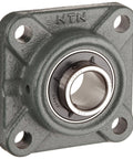 Light Duty Flange Ball Bearing Unit With Four Bolt Holes Setscrew Lock Heat Resistant Regreasable Cast Iron Open End Cover