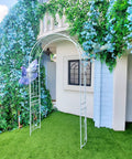 White Wedding Garden Arch Arbor With Curved Metal Archway For Climbing Plants Roses And Vines Backyard Patio Lawn Outdoor Ceremony Ready To Stand Up To Wind Heavy Duty Iron Frame With Powder Coating Anti Rust And Easy Setup
