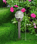 Solar Outdoor Cracked Glass Ball Lights Color Changing Garden LEDs for Path Patio Yard 3 Pack Pathway Lights