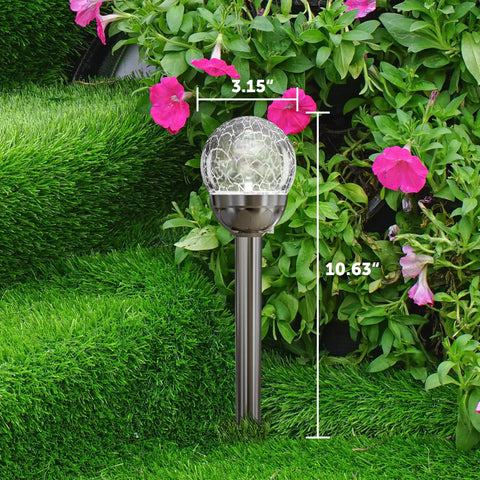 Solar Outdoor Cracked Glass Ball Lights Color Changing Garden LEDs for Path Patio Yard 3 Pack Pathway Lights