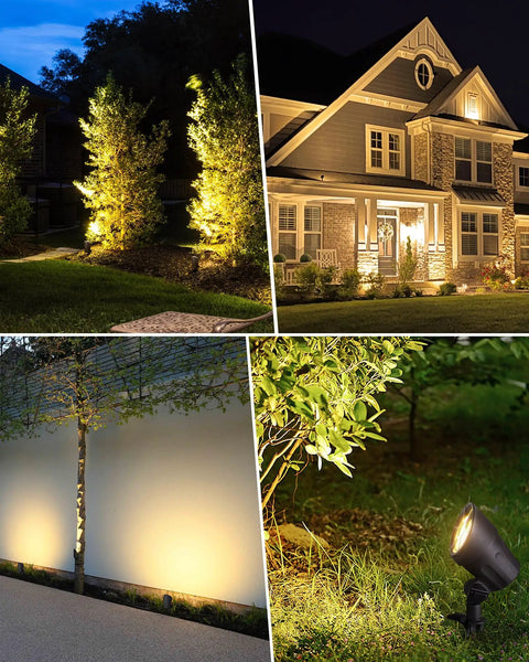 12 Pack Low Voltage Landscape Lights Kit 6W LED Warm White 3000K Outdoor Garden Spotlights With Aluminum Housing