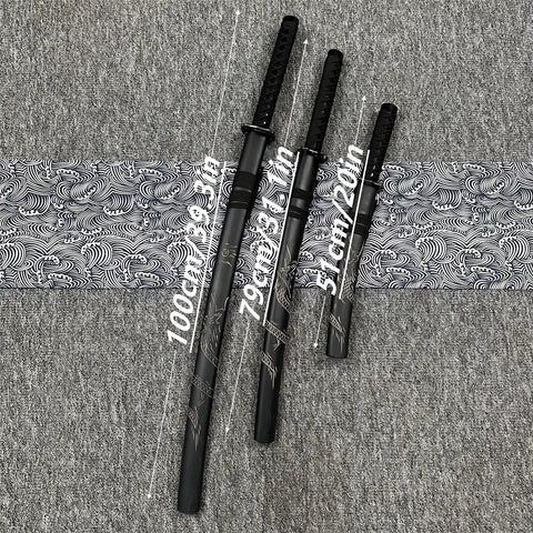Dope Six Color Iaido Training Katana Set With 1060 Carbon Steel Blades Three Piece With Sword Stand, black motif dragon engravings