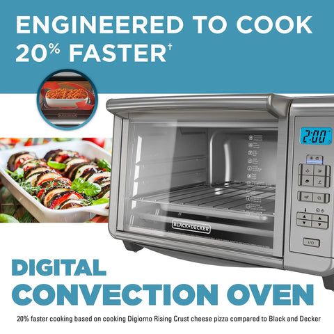 Six Slice Digital Convection Countertop Toaster Oven With Stainless Steel Finish, 120 Minute Timer, auto shutoff, easy controls