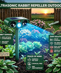 2 Pack Ultrasonic Deer Repellent With Motion Sensor For Garden And Yard, Motion Activated Animal Deterrent For Plants, Rabbits, Squirrels, Raccoons, Skunks, And Cats, Safe For Pets And Landscaping, solar stake