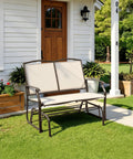 Two Person Outdoor Glider Bench For Patio And Garden, Heavy Duty Steel Frame Rocking Loveseat For Backyard And Poolside, Porch