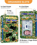 Slim Cat Themed RFID Wallet For Women Front Pocket Card Holder with black cat design and multiple card slots