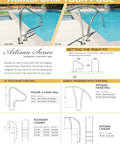 Catalog page showing the Artisan Series pool handrails and VLLS-103E 3-Step Economy Pool Ladder With Plastic Steps And Stainless Steel Build