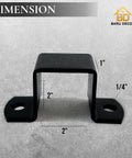 Heavy Duty 2x2 Square Tube Bracket Clamp Set Pack Of 4 For Railing Fence Deck And DIY Projects Powder Coated Black Steel Pipe Bracket with dimensions