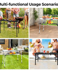 Foldable Camping Table With Storage Net Aluminum Portable Table With Three Height Settings at outdoor picnic and patio