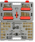 Master Ratcheting Tap And Die Set With Metric And SAE Sizes For Creating And Repairing Threads Titanium Coated Finish
