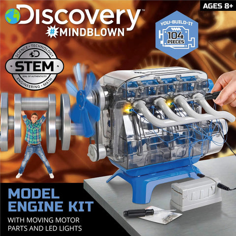 Hands On 4 Cylinder Engine Kit For STEM Lovers With Working Pistons Valves Belts And LED Lights DIY Model Engine Construction Toy