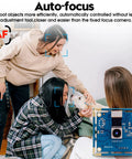 8MP USB Camera With Autofocus For PC, Raspberry Pi And Laptop, UVC 2.0 Mini Webcam Board with IMX179 Sensor displayed with women and dog.