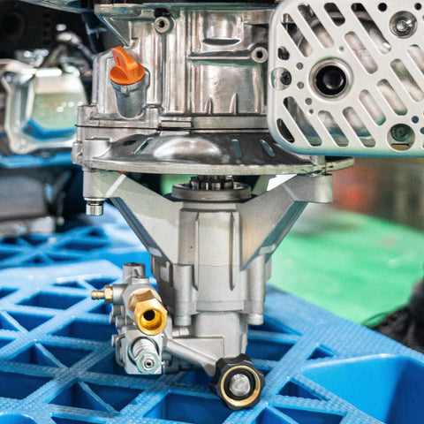 Seven Eighth Inch Shaft Vertical Pressure Washer Pump Replacement 3400 PSI Two Point Five GPM Heavy Duty on blue surface