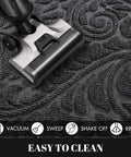 Vacuum cleaning a grey Heavy Duty Non Slip Outdoor Doormat For Front Door And Entryway Waterproof Sturdy Retro Mat 29.5x17 inches