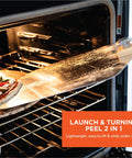 OUII aluminum pizza peel with foldable wood handle, 12 x 14 in, for turning pizzas in oven