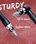 Close-up of CR-V steel and carbon steel screwdrivers from 44 In 1 Bike Tool Kit Mini Multitool With Screwdrivers, Hex Keys, Allen Wrenches, Drill Bits, CR-V Steel, Portable Bicycle Repair Set For Road Mountain MTB Riders Including A Compact Carry Pouch, Lightweight Build, Great For Road Trips, MTB Trails, And.