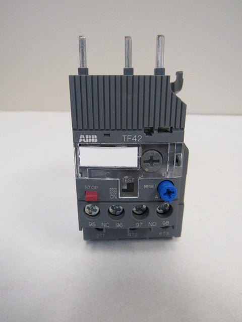 TF42-29 24 To 29 Amp IEC Overload Relay For AF Series Contactors, three-pole, front view with manual/automatic reset button.