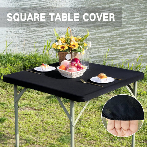 Fitted Card Table Cover For 34 By 34 Inch Square Tables Elastic Waterproof Tablecloth In Black by a riverside