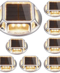 8 Pack Solar Deck Lights Outdoor Waterproof LED Dusk To Dawn For Backyard Garden Pathway Walkway Patio And Sidewalk 12 LED Solar Dock Lights Marine Grade Warm White