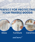 24 Inch By 65 Foot Bubble Roll With Half Inch Large Bubbles, Perforated Cushioning Wrap for fragile goods protection