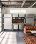 Heavy Duty Rolling Cabinet Workbench With Solid Wood Top, 6-Drawer Soft Close in a garage setup with cabinets