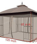 Universal 10x10 Gazebo Mosquito Netting Replacement Tan, netting only with tan fabric trim, zippers on each side