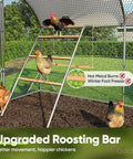 Chickens using ladder in Essential Series 18x9x6.6ft Metal Chicken Coop Run With Climbing Ladder Walk In Outdoor Poultry Cage