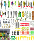 399 Piece Freshwater Fishing Lure Kit For Bass Trout And Salmon with crankbaits, poppers, and spoons in a tackle box