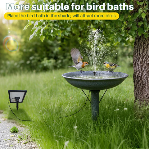 Solar Pond Fountain Pump 5.5W With Double Layer Nozzles Dry Run Protection 5 Ft Tubing in bird bath attracting birds