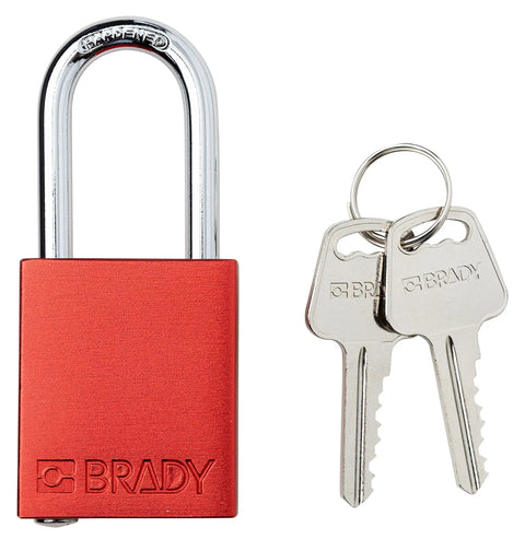 Red Keyed Different Lockout Padlock Set For OSHA Safety Lockout Tagout Kit With Key Retaining Brass Cylinders And Two Keys