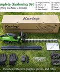 Cordless Hedge Trimmer With Battery And Charger Included, 22 Inch Dual Action Blades, 3000 RPM Motor, garden tool set on grass