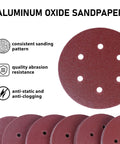 130 Piece Pro Grade 6 Inch Sanding Discs Set With 6 Hole Pattern Grit Range 40 To 2000 For Random Orbital Sander product image