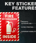 Image of a Fire Extinguisher Inside Sticker 4x6 Inch Reflective High Visibility Engineer Grade Vinyl Safety Label for walls, doors, cabinets.