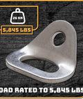 Heavy Duty 26kn Climbing Anchors Rated To 5845 Pounds Solid Steel Bolt Hangers close-up of steel anchor with load rating.