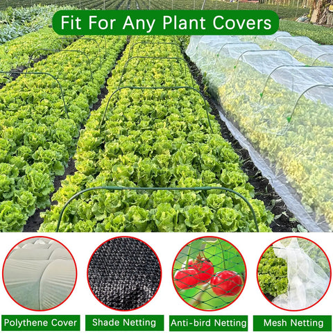 Durable Greenhouse Hoops Kit For DIY Grow Tunnel 41.3 W By 31.5 H, Includes 10 Sets, 30 Clamps, 40 Connecting Pipes, And Rustproof Plastic Frame For Plants Fruits Vegetables Raised Beds And Row Cover