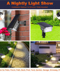 A nightly light show with 40 LED Solar Landscape Spotlights, IP65 Waterproof, in-ground or wall-mounted for outdoor yard lighting