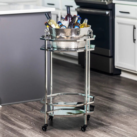 Hammered Stainless Steel Beverage Tub With Double Walled Insulation Anchored Ice Bucket Chiller For Epic Parties 12 Quarts