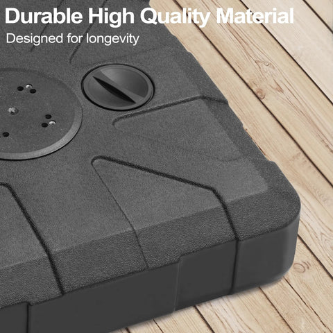 Outdoor Cantilever Umbrella Base With Wheels, Beefy 350 Lb Weighted Stand For Water Or Sand Filling, Black Offset Patio Base close-up