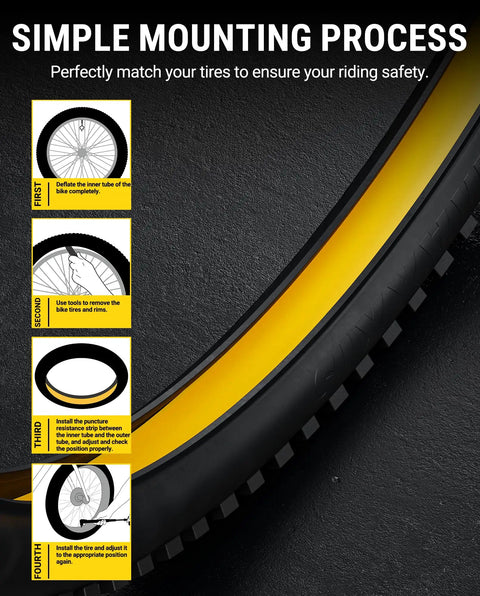 Installation guide for Heavy Duty Puncture Proof Tire Liner For Fat Tire Bicycles Bikes Motorcycles E Bikes MTB Scooters Lawn Mowers