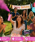 Sick Vibes Pink Smoke Bomb Powder Spray Launcher Kit For Outdoor Raves And Festivals Featuring Hella Biodegradable Color Burst And Super Quick Cleanup Party Essential Gear For Summer Block Parties And Backyard Hangouts in use at a birthday party.